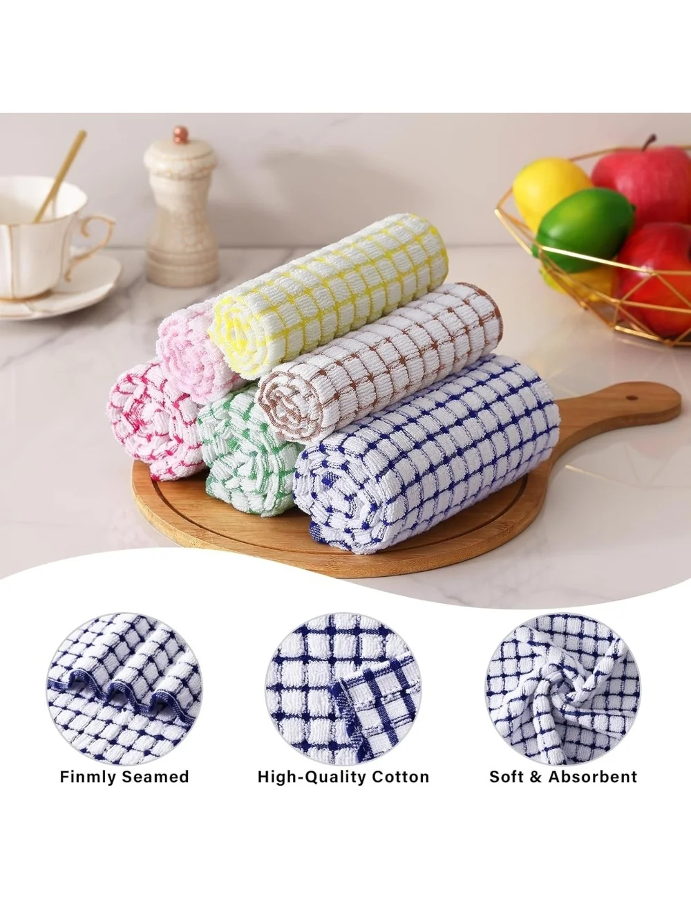 Kitchen & Bath Checkered Cotton Dishcloths - Assorted Pastel Colors